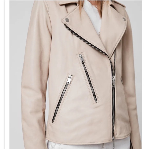 All saints blush pink leather Elva jacket - Picture 4 of 12